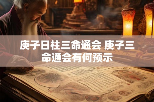 庚子日柱三命通会 庚子三命通会有何预示