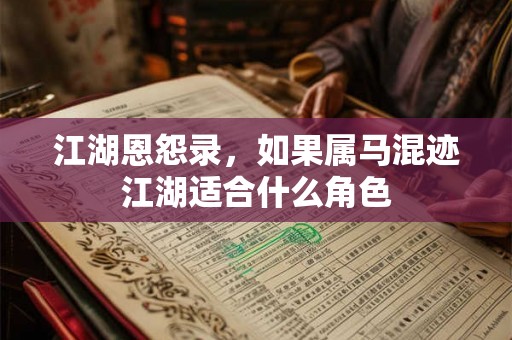 江湖恩怨录，如果属马混迹江湖适合什么角色