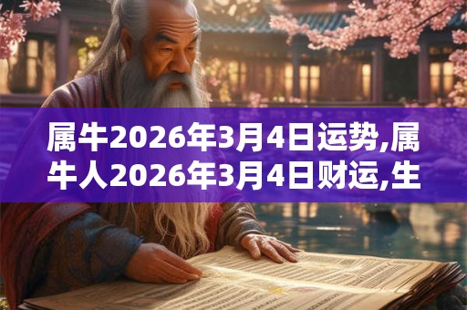 属牛2026年3月4日运势,属牛人2026年3月4日财运,生肖牛2026年3月4日运势