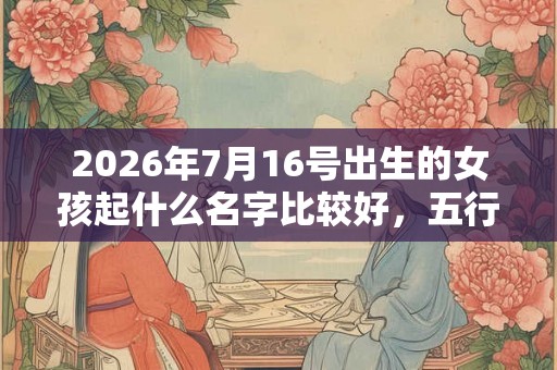 2026年7月16号出生的女孩起什么名字比较好，五行属什么