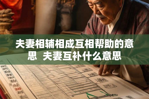 夫妻相辅相成互相帮助的意思  夫妻互补什么意思