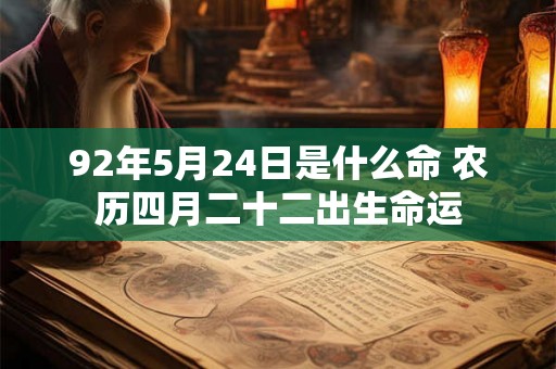92年5月24日是什么命 农历四月二十二出生命运 92年5月24日是什么命 农历四月二十二出生命运