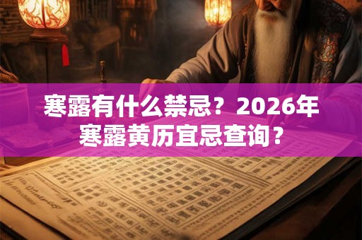 寒露有什么禁忌？2026年寒露黄历宜忌查询？