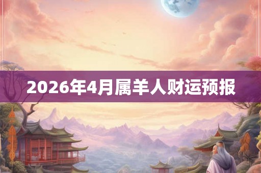 2026年4月属羊人财运预报