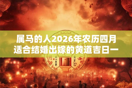 属马的人2026年农历四月适合结婚出嫁的黄道吉日一览！