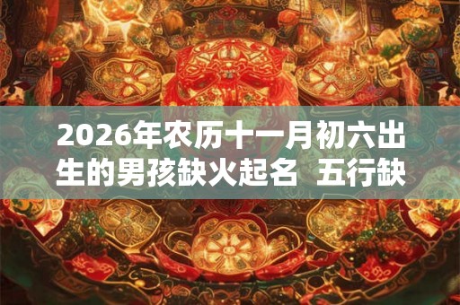 2026年农历十一月初六出生的男孩缺火起名  五行缺火男孩起名常用字