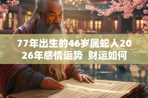 77年出生的46岁属蛇人2026年感情运势  财运如何