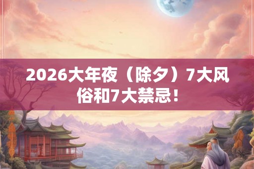2026大年夜（除夕）7大风俗和7大禁忌！