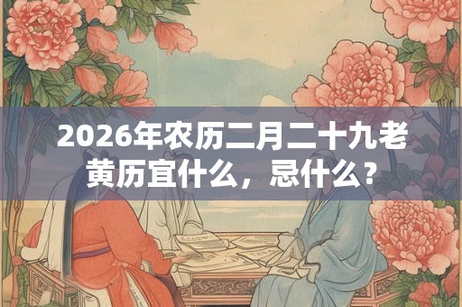 2026年农历二月二十九老黄历宜什么，忌什么？
