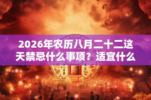 2026年农历八月二十二这天禁忌什么事项？适宜什么？