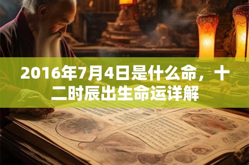 2016年7月4日是什么命，十二时辰出生命运详解