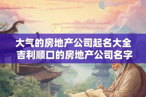 大气的房地产公司起名大全 吉利顺口的房地产公司名字免费