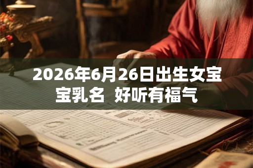 2026年6月26日出生女宝宝乳名  好听有福气