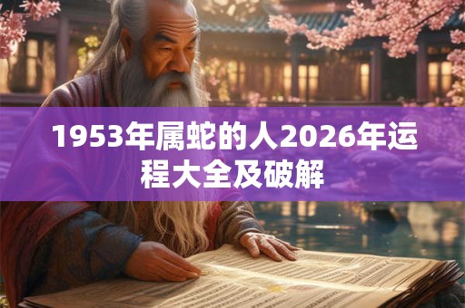 1953年属蛇的人2026年运程大全及破解