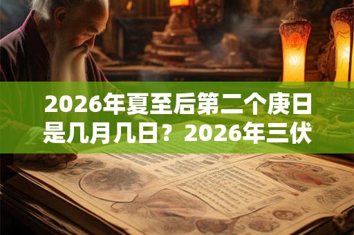 2026年夏至后第二个庚日是几月几日？2026年三伏天开始时间？