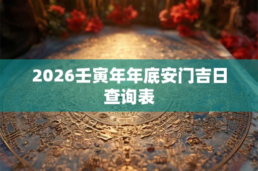 2026壬寅年年底安门吉日查询表