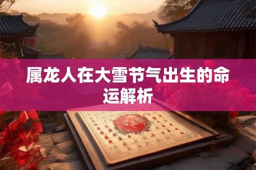 属龙人在大雪节气出生的命运解析