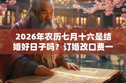 2026年农历七月十六是结婚好日子吗？订婚改口费一般给多少