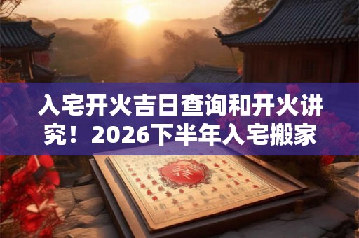 入宅开火吉日查询和开火讲究！2026下半年入宅搬家吉日一览表