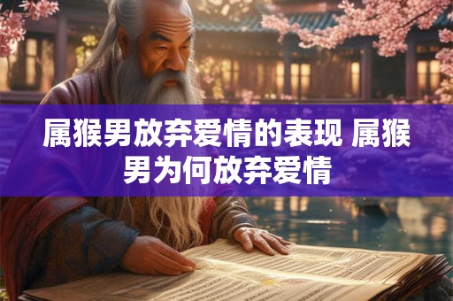属猴男放弃爱情的表现 属猴男为何放弃爱情 属猴男放弃爱情的表现 属猴男为何放弃爱情