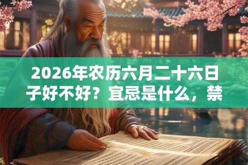 2026年农历六月二十六日子好不好？宜忌是什么，禁忌什么？