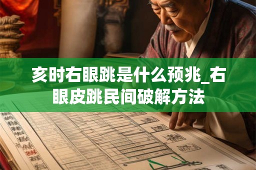 亥时右眼跳是什么预兆_右眼皮跳民间破解方法
