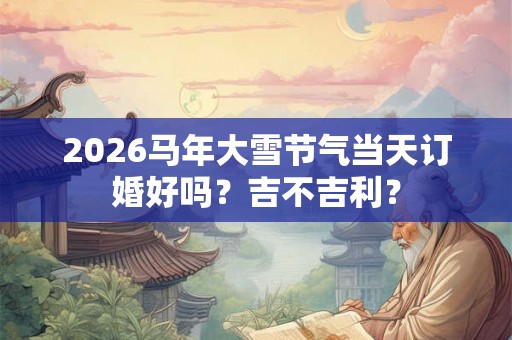 2026马年大雪节气当天订婚好吗？吉不吉利？