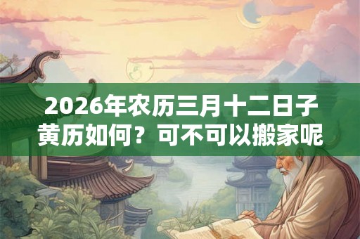 2026年农历三月十二日子黄历如何？可不可以搬家呢？