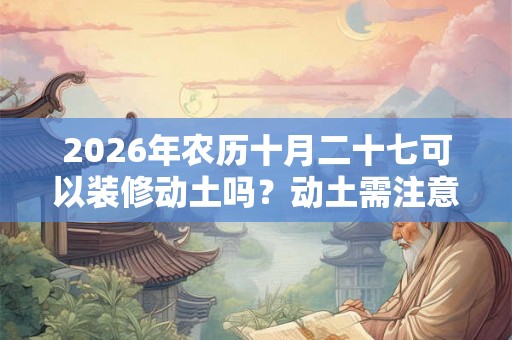 2026年农历十月二十七可以装修动土吗？动土需注意什么？