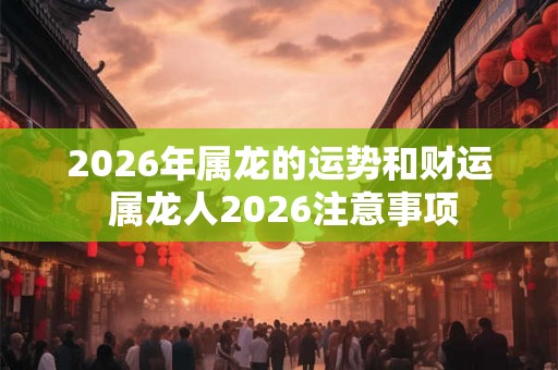 2026年属龙的运势和财运 属龙人2026注意事项 2026年属龙的运势和财运 属龙人2026注意事项