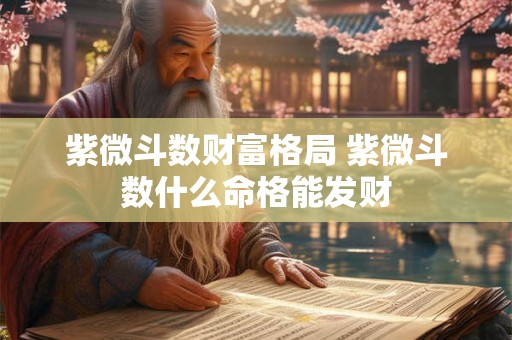 紫微斗数财富格局 紫微斗数什么命格能发财