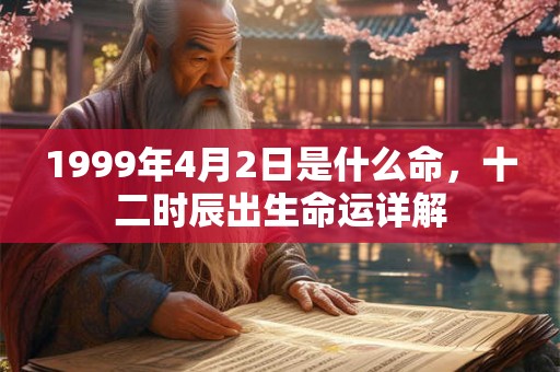 1999年4月2日是什么命，十二时辰出生命运详解