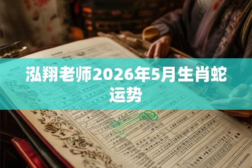 泓翔老师2026年5月生肖蛇运势