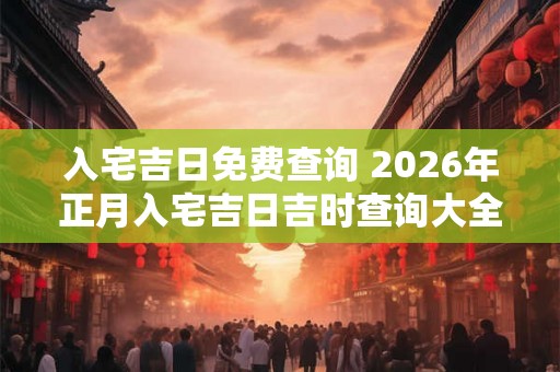 入宅吉日免费查询 2026年正月入宅吉日吉时查询大全