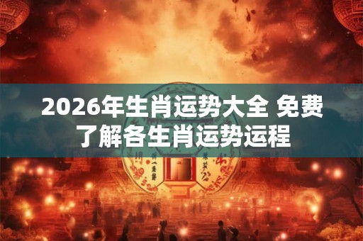 2026年生肖运势大全 免费了解各生肖运势运程