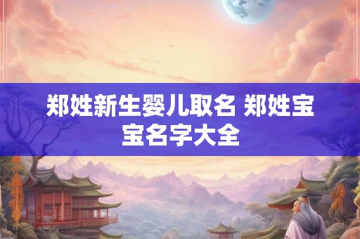 郑姓新生婴儿取名 郑姓宝宝名字大全
