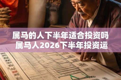 属马的人下半年适合投资吗 属马人2026下半年投资运如何