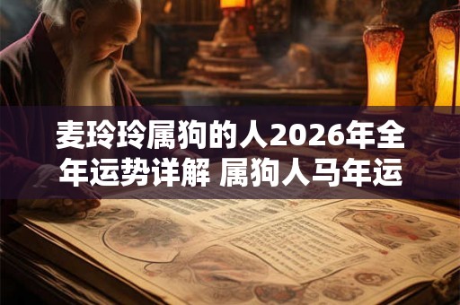 麦玲玲属狗的人2026年全年运势详解 属狗人马年运程及每月运势
