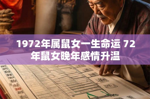 1972年属鼠女一生命运 72年鼠女晚年感情升温