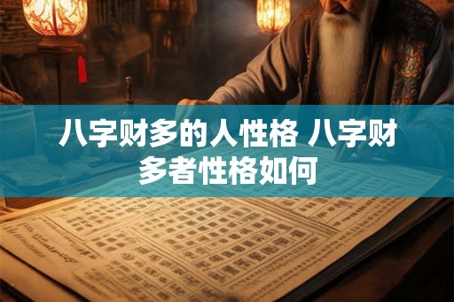八字财多的人性格 八字财多者性格如何