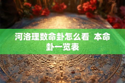河洛理数命卦怎么看  本命卦一览表