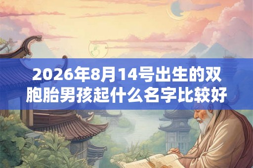 2026年8月14号出生的双胞胎男孩起什么名字比较好，五行属什么
