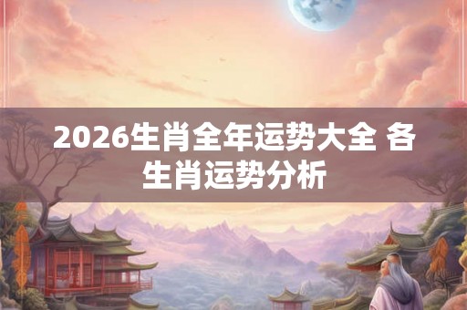 2026生肖全年运势大全 各生肖运势分析