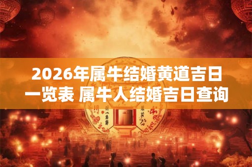 2026年属牛结婚黄道吉日一览表 属牛人结婚吉日查询 2026年属牛结婚黄道吉日一览表 属牛人结婚吉日查询