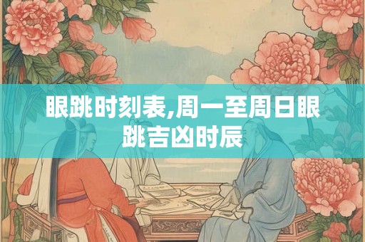 眼跳时刻表,周一至周日眼跳吉凶时辰
