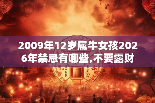 2009年12岁属牛女孩2026年禁忌有哪些,不要露财