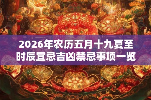 2026年农历五月十九夏至时辰宜忌吉凶禁忌事项一览