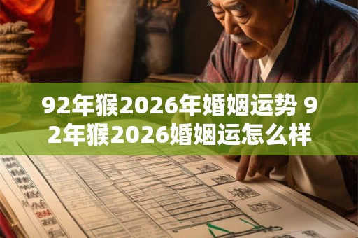 92年猴2026年婚姻运势 92年猴2026婚姻运怎么样