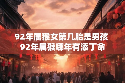 92年属猴女第几胎是男孩 92年属猴哪年有添丁命
