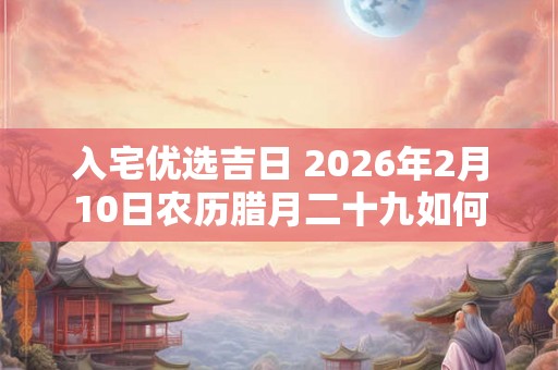 入宅优选吉日 2026年2月10日农历腊月二十九如何 入宅优选吉日 2026年2月10日农历腊月二十九如何